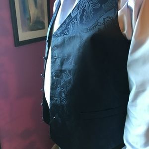 Navy Blue silk paisley men's vest